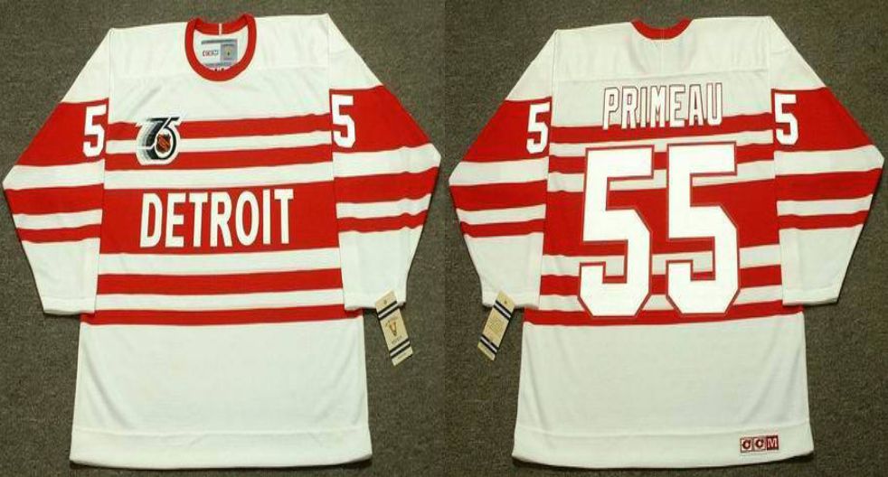 2019 Men Detroit Red Wings #55 Primeau White CCM NHL jerseys
